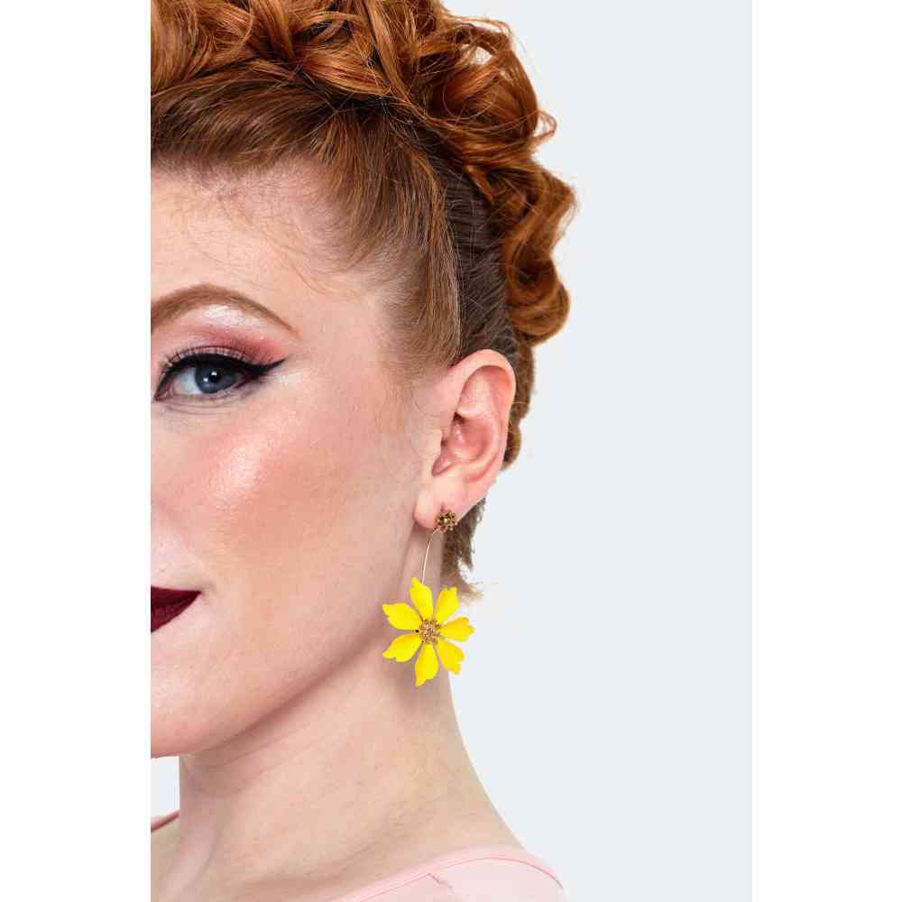 Voodoo Vixen - Yellow Flower Earrings - Yellow